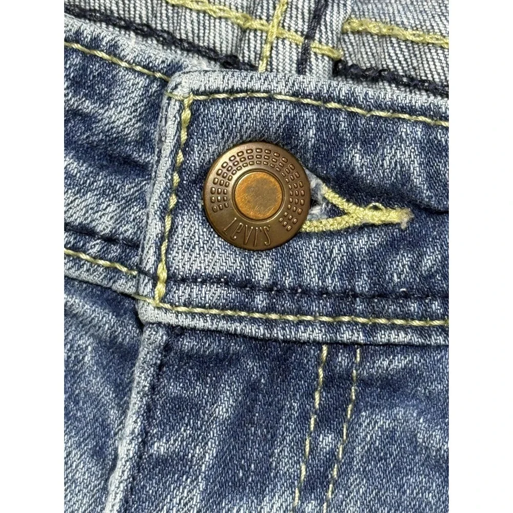Levis Jeans‎ Womens 3 Medium Blue Bootcut Stretch Denim Distressed Raw Hem